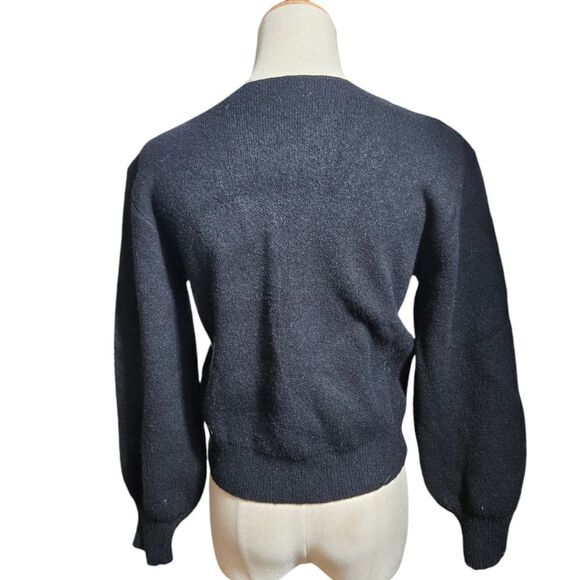 SHEIN Black Floral Embroidered Big Collar Sweater - Picture 3 of 5